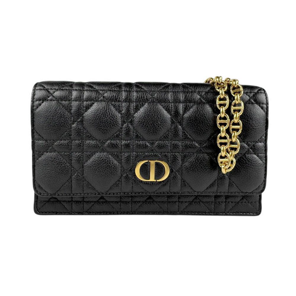 Christian Dior CARO Shoulder Bag Lambskin Black